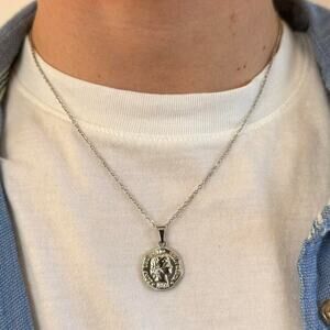 Y2k 2000s silver coin pendant